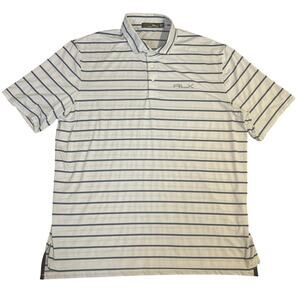Ralph Lauren RLX men's white and blue striped wicking golf polo shirt size XL